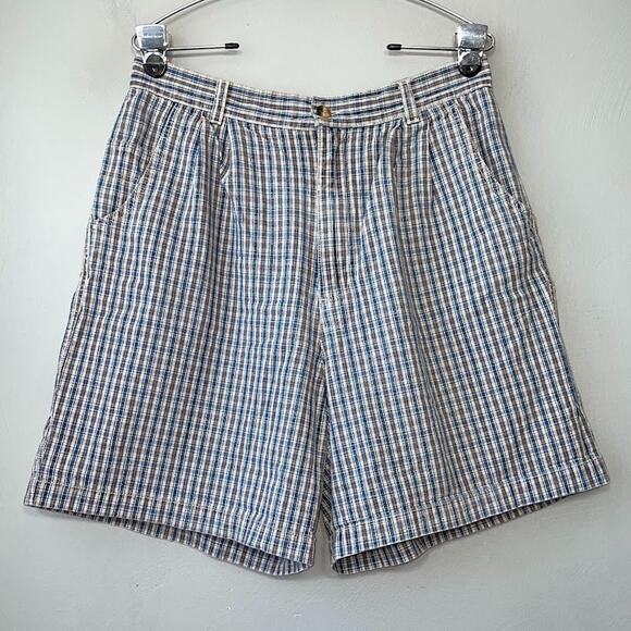 Vintage Fits Size Medium Plaid Pleated Shorts Preppy Academia Cottage Country - Picture 1 of 13